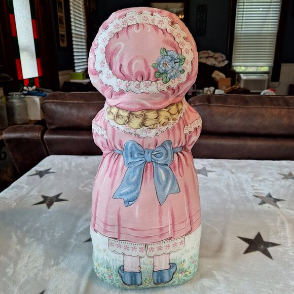 1970’s Fabric Panel Doll Heavy Pillow Cranston Petite Bebe Pink Victorian Girl - Picture 3 of 6